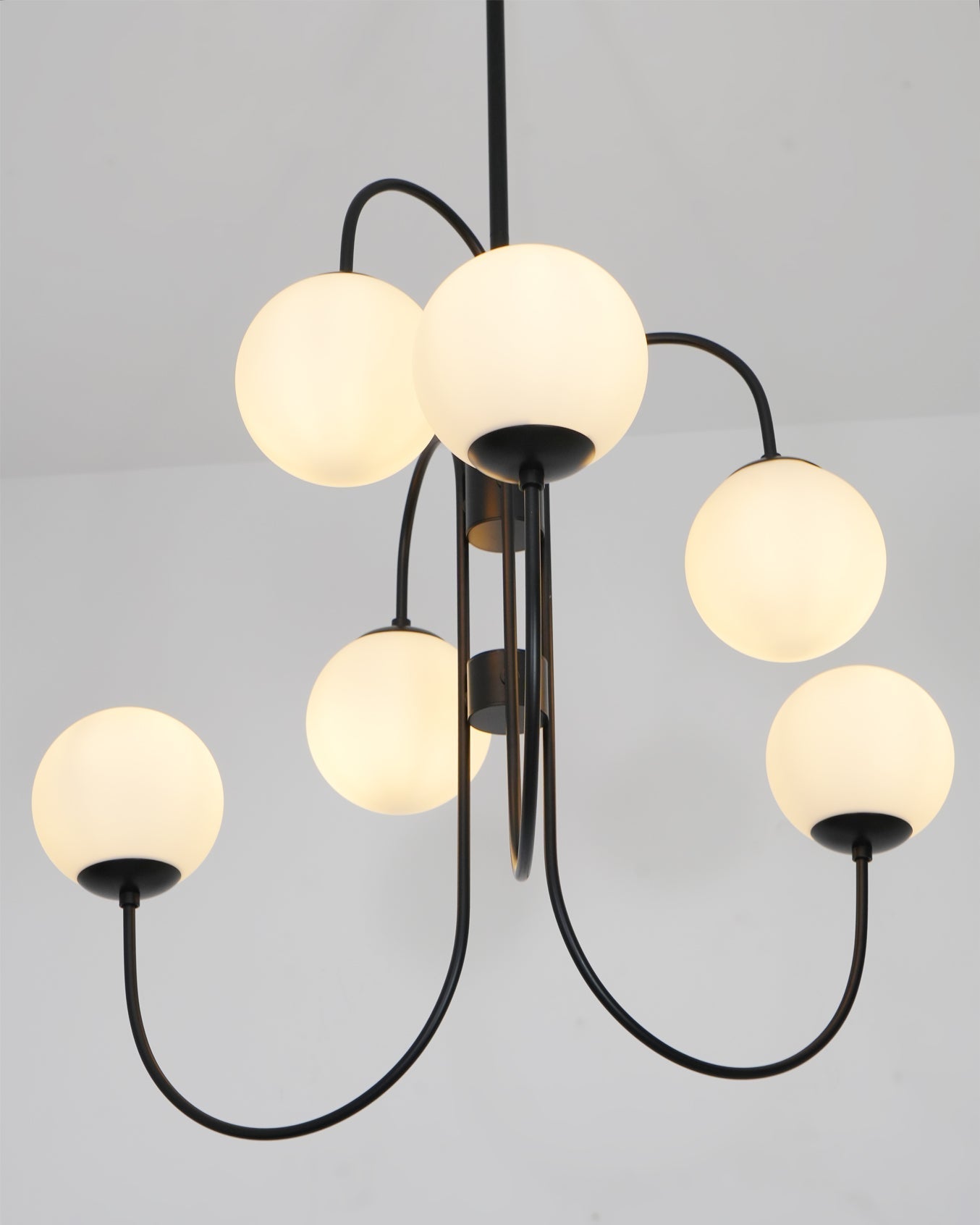 Modern Gooseneck Glass Globe Chandelier Mid Century Industrial Ceiling Light Fixture