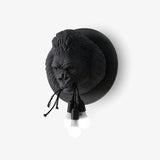 Modern Gorilla Head Wall Sconce Resin Animal Sculpture Three Light Fixture for Indoor Use