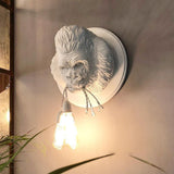 Modern Gorilla Head Wall Sconce Resin Animal Sculpture Three Light Fixture for Indoor Use