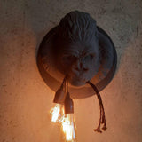Modern Gorilla Head Wall Sconce Resin Animal Sculpture Three Light Fixture for Indoor Use