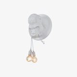 Modern Gorilla Head Wall Sconce Resin Animal Sculpture Three Light Fixture for Indoor Use