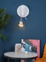Modern Gorilla Head Wall Sconce Resin Animal Sculpture Three Light Fixture for Indoor Use