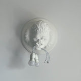 Modern Gorilla Head Wall Sconce Resin Animal Sculpture Three Light Fixture for Indoor Use