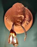 Modern Gorilla Head Wall Sconce Resin Animal Sculpture Three Light Fixture for Indoor Use