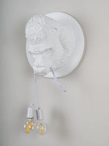 Modern Gorilla Head Wall Sconce Resin Animal Sculpture Three Light Fixture for Indoor Use