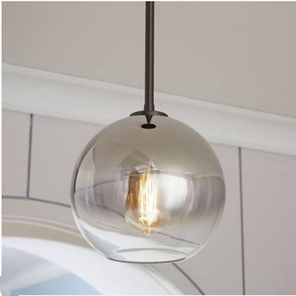 Modern Gradient Glass Globe Pendant Light Industrial Ball Hanging Fixture for Kitchen Island