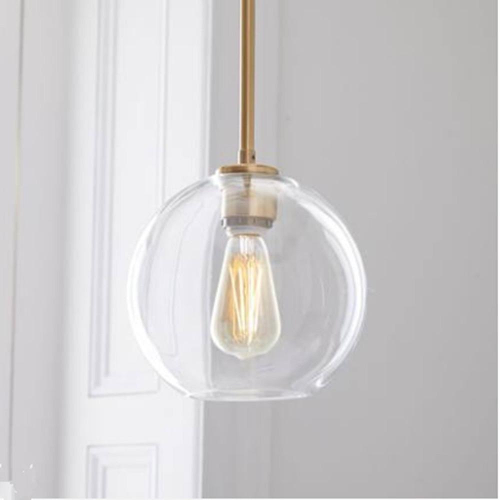 Modern Gradient Glass Globe Pendant Light Industrial Ball Hanging Fixture for Kitchen Island
