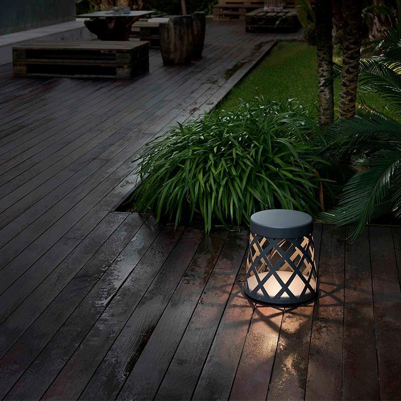 Modern Gray Aluminum LED Outdoor Post Light Waterproof Stool Shaped Landscape Lantern