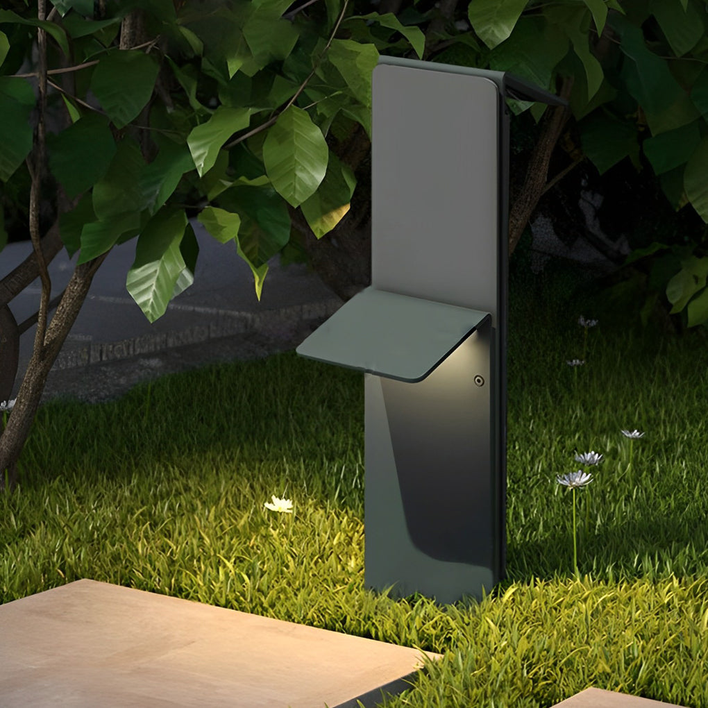 Modern Gray Rectangular LED Solar Pathway Lights Waterproof Outdoor Landscape Garden Lighting