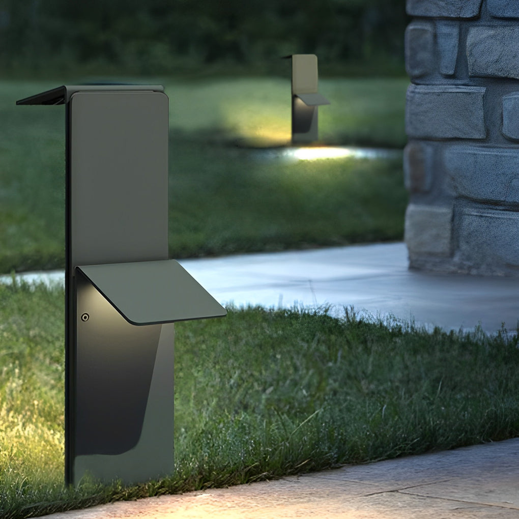 Modern Gray Rectangular LED Solar Pathway Lights Waterproof Outdoor Landscape Garden Lighting