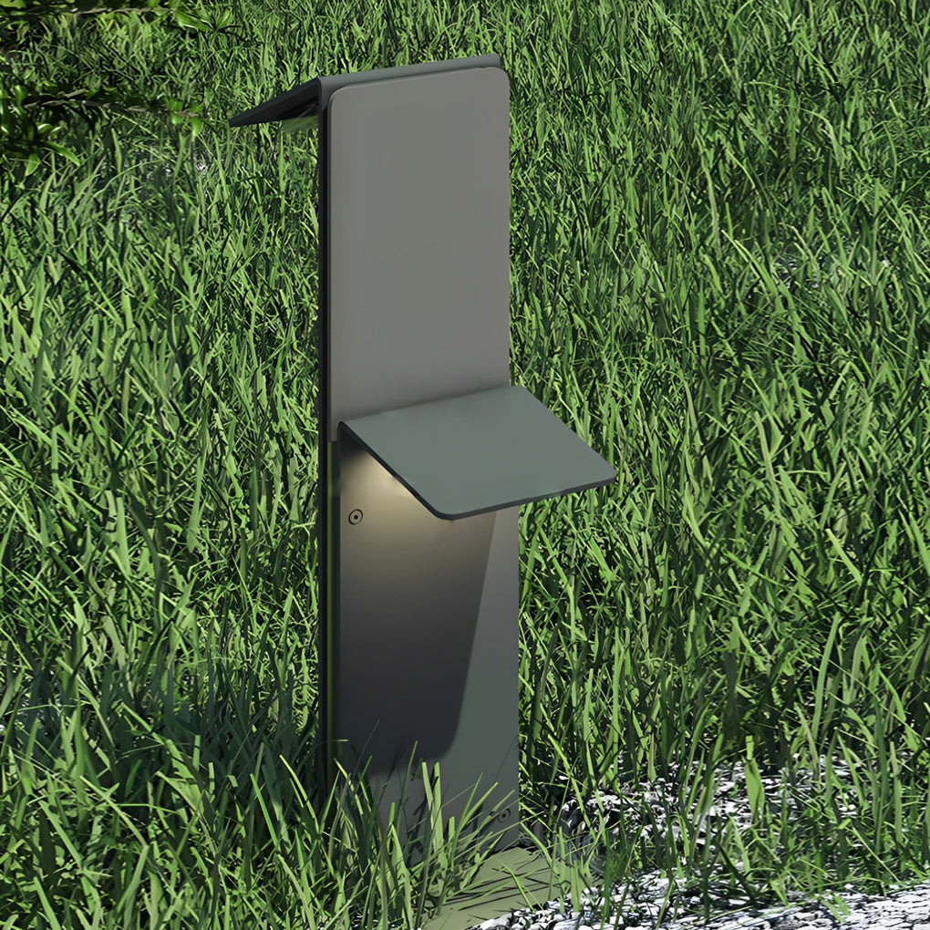 Modern Gray Rectangular LED Solar Pathway Lights Waterproof Outdoor Landscape Garden Lighting