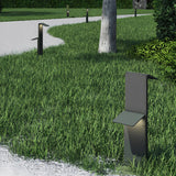 Modern Gray Rectangular LED Solar Pathway Lights Waterproof Outdoor Landscape Garden Lighting