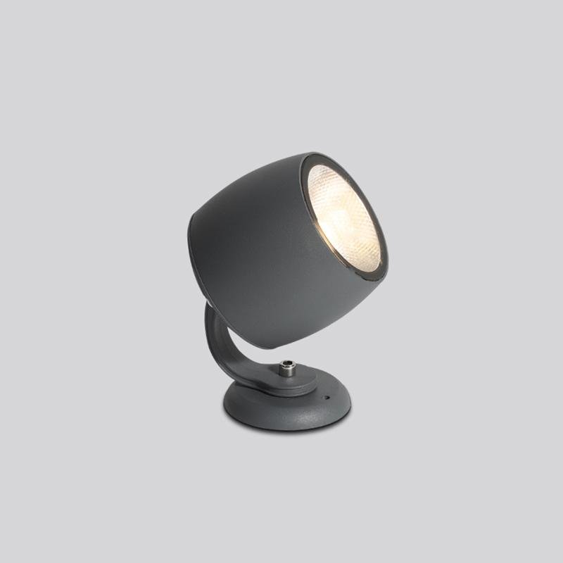 Modern Gray Round LED Garden Spotlight IP66 Waterproof Outdoor Tree and Lawn Light