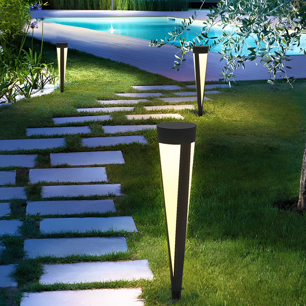 Modern Gray Solar LED Lawn Lamp Waterproof IP54 Garden Landscape Bollard Light