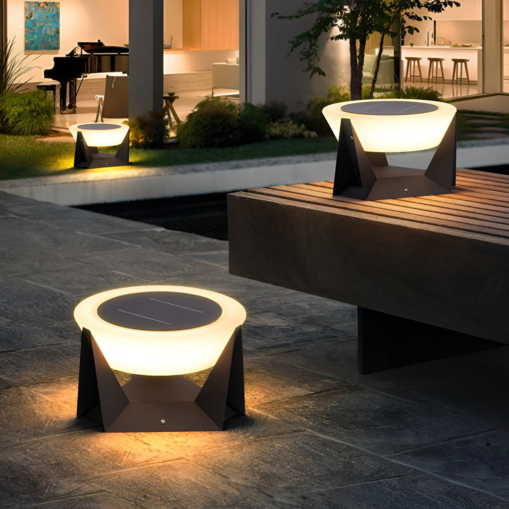 Modern Gray Solar LED Outdoor Post Light Waterproof Stainless Steel Pillar Lamp