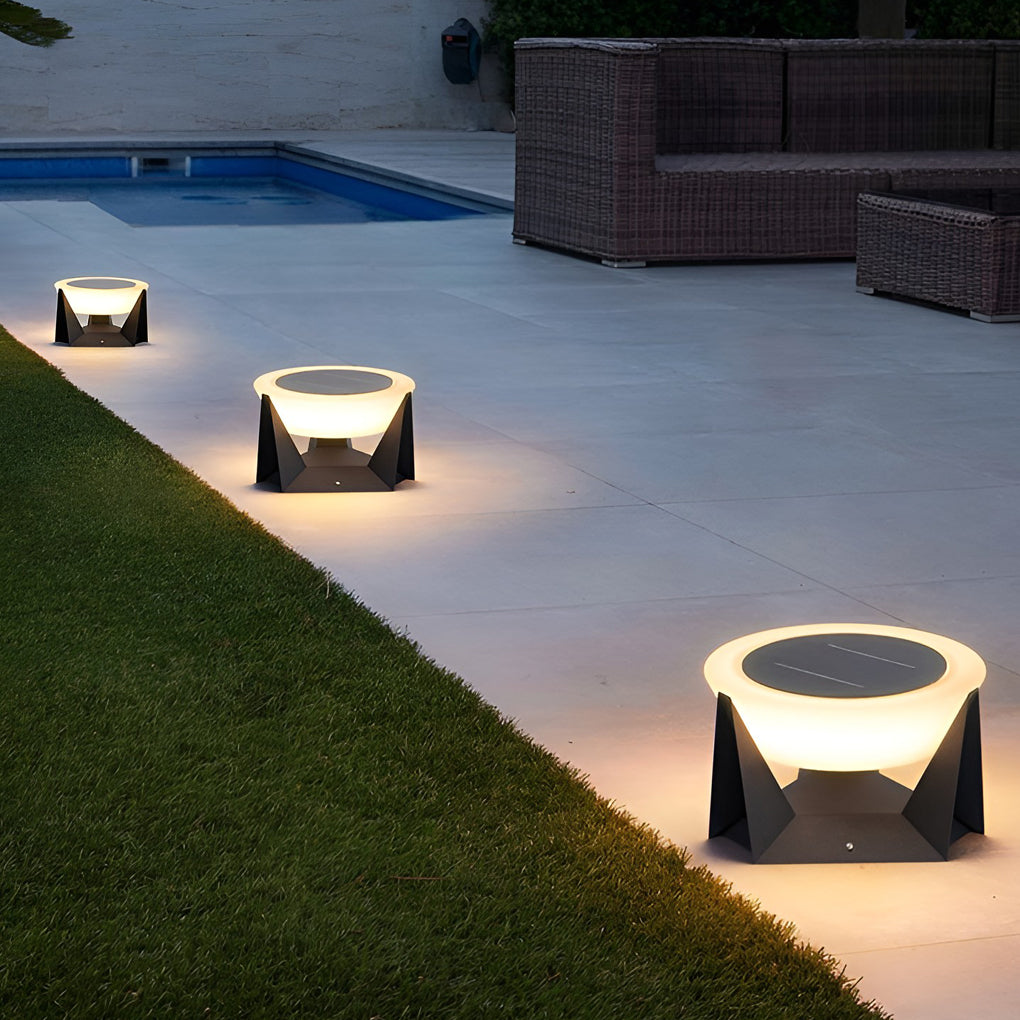 Modern Gray Solar LED Outdoor Post Light Waterproof Stainless Steel Pillar Lamp