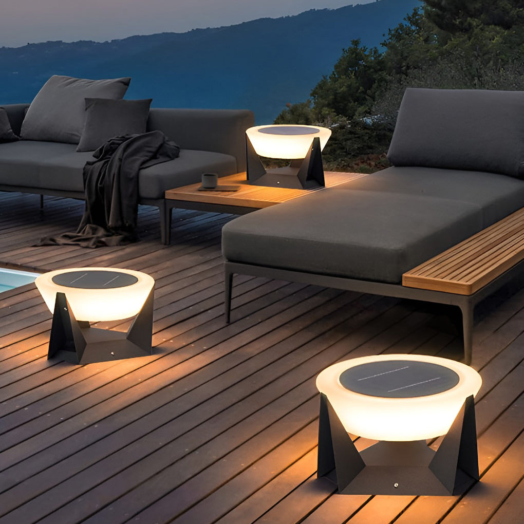 Modern Gray Solar LED Outdoor Post Light Waterproof Stainless Steel Pillar Lamp