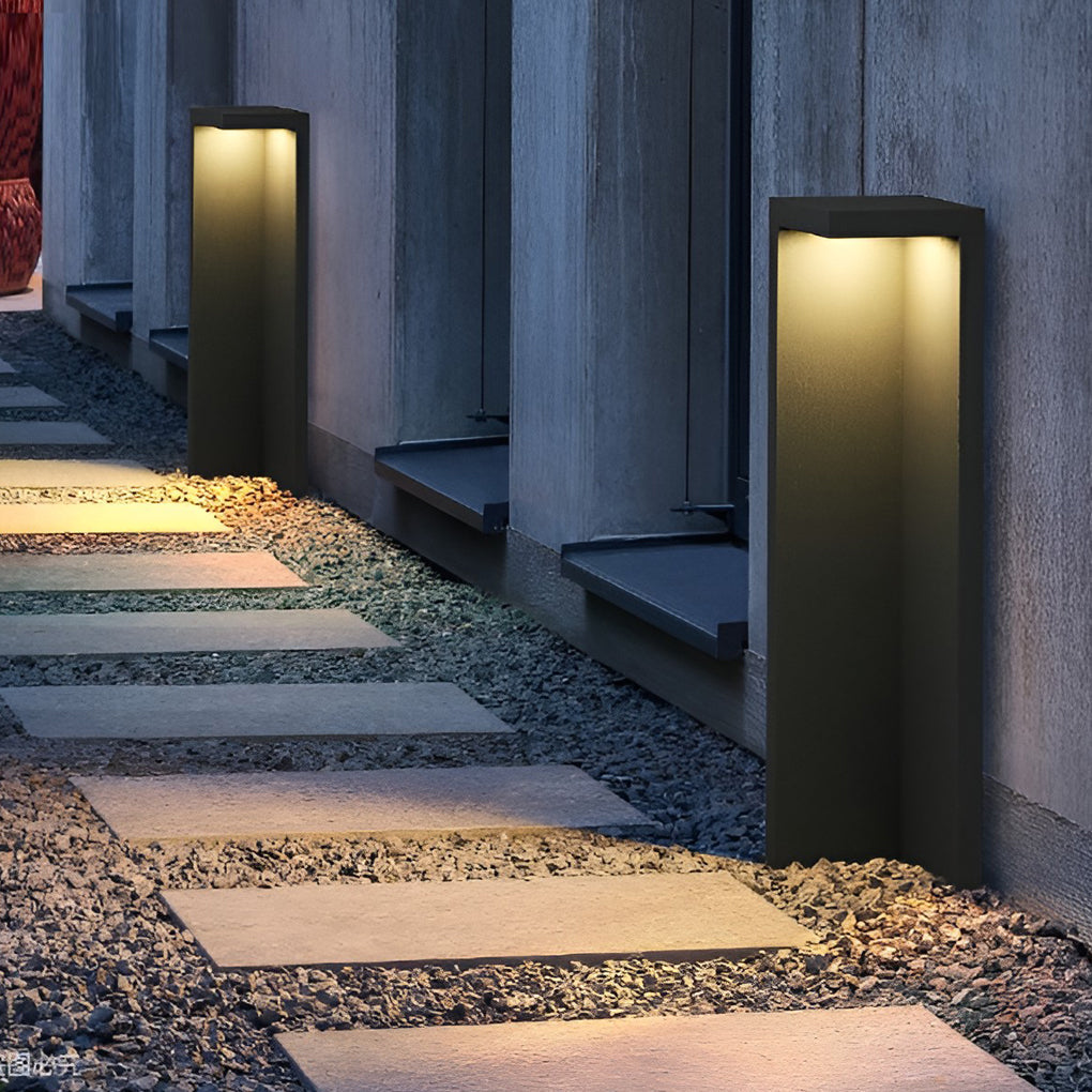 Modern Gray Solar Powered LED Outdoor Post Lights Waterproof Landscape Pathway Lighting for Gardens