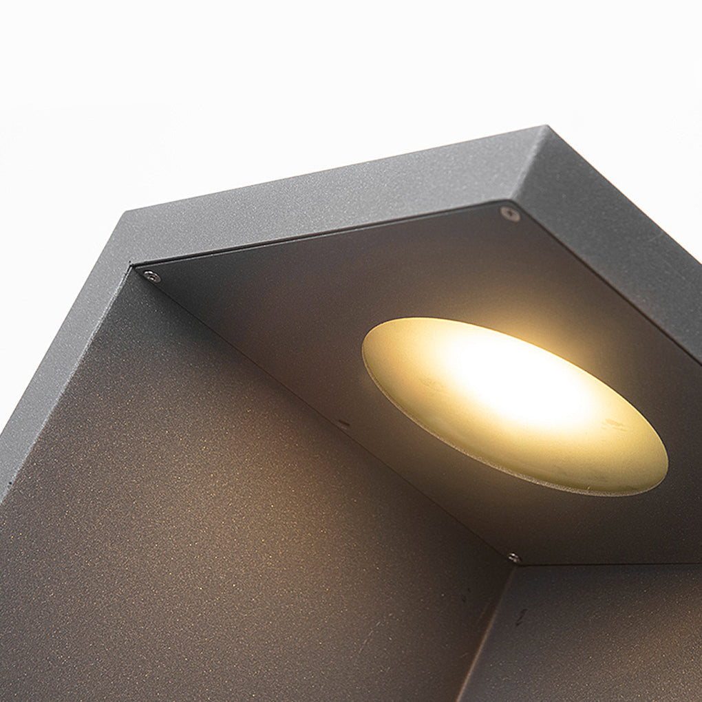 Modern Gray Solar Powered LED Outdoor Post Lights Waterproof Landscape Pathway Lighting for Gardens