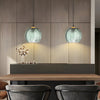 Modern Green Leaf Textured Glass Pendant Light for Kitchen Island and Dining Room