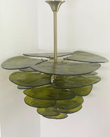modern-green-textured-glass-leaf-chandelier-with-brass-finish-luxury-lilypad-petal-pendant-light