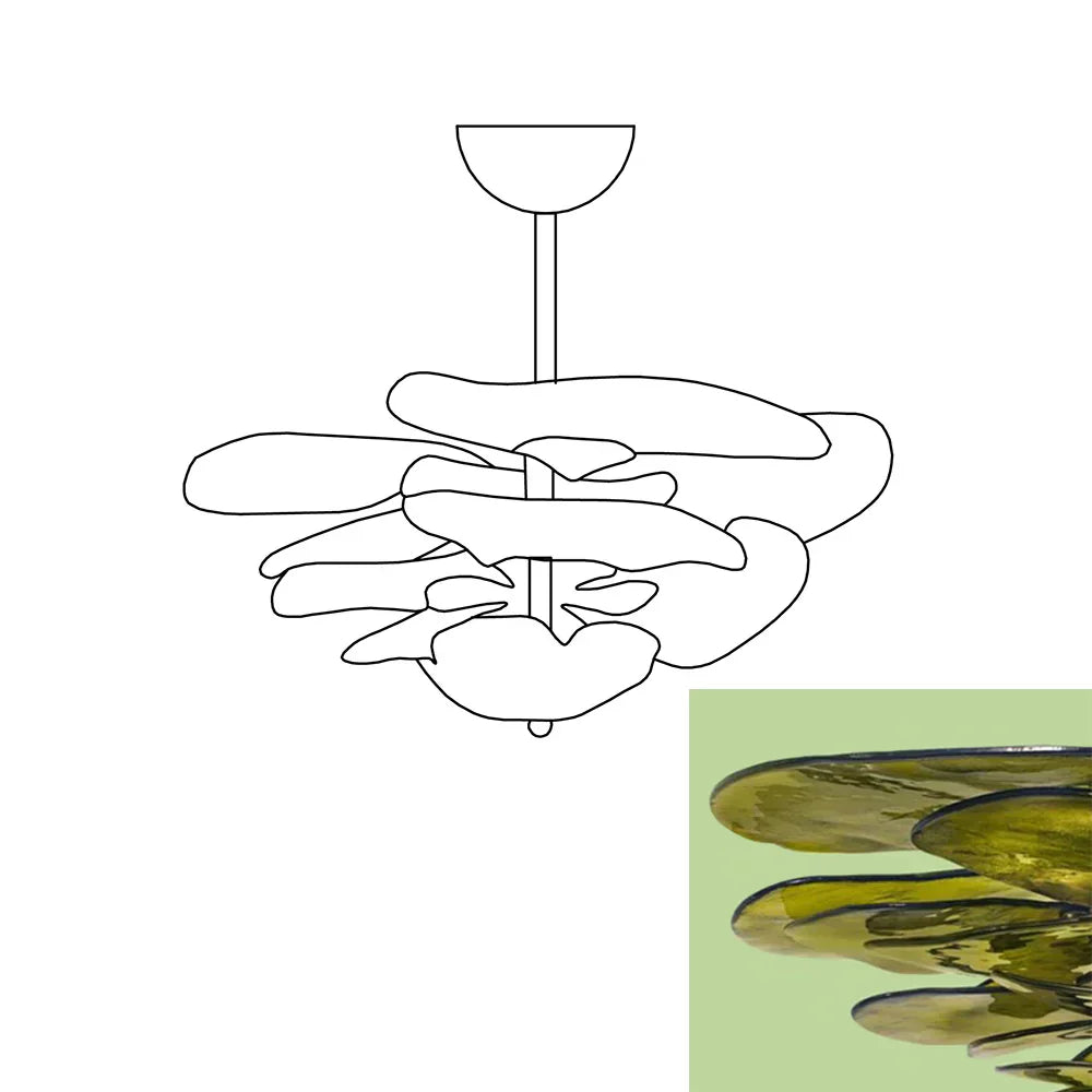 modern-green-textured-glass-leaf-chandelier-with-brass-finish-luxury-lilypad-petal-pendant-light