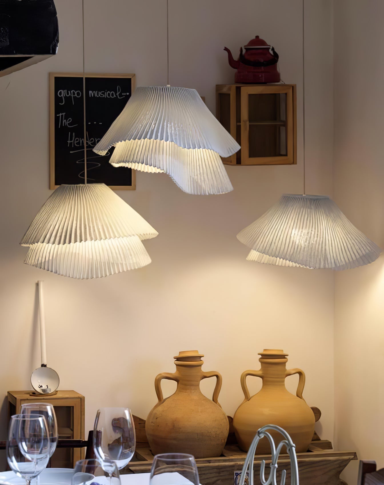 modern-grey-stainless-steel-pleated-mesh-pendant-light-with-integrated-led