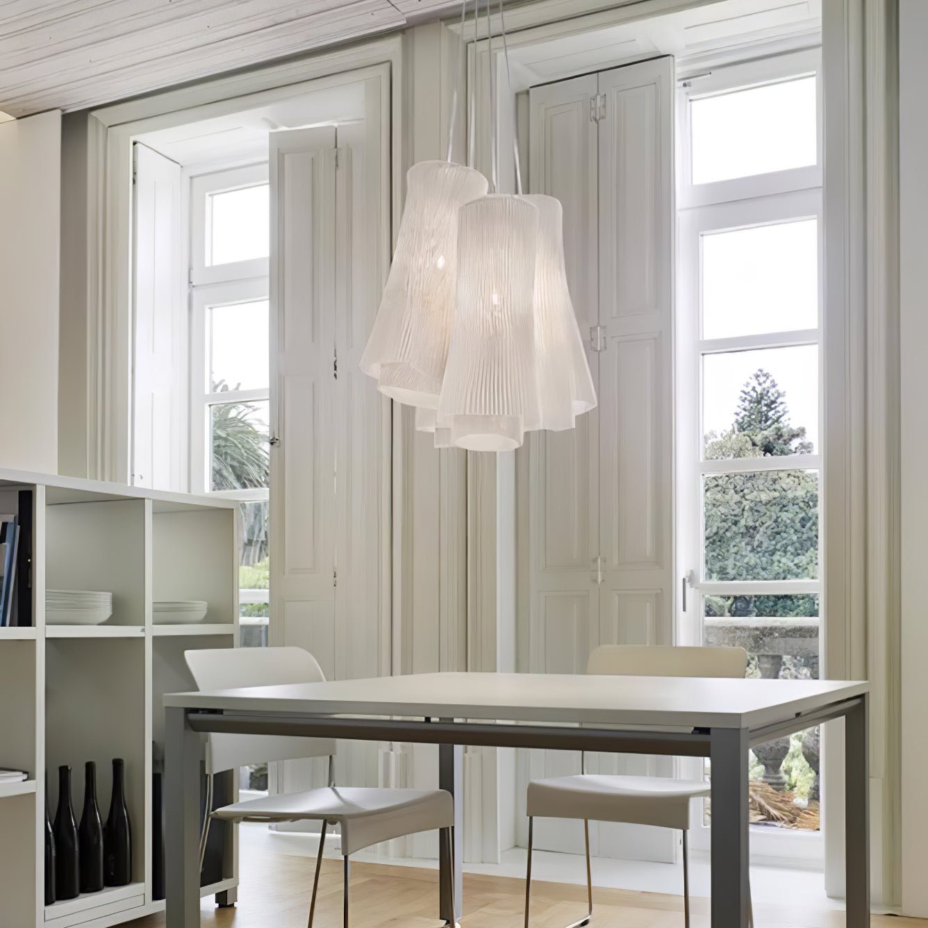 modern-grey-stainless-steel-pleated-mesh-pendant-light-with-integrated-led