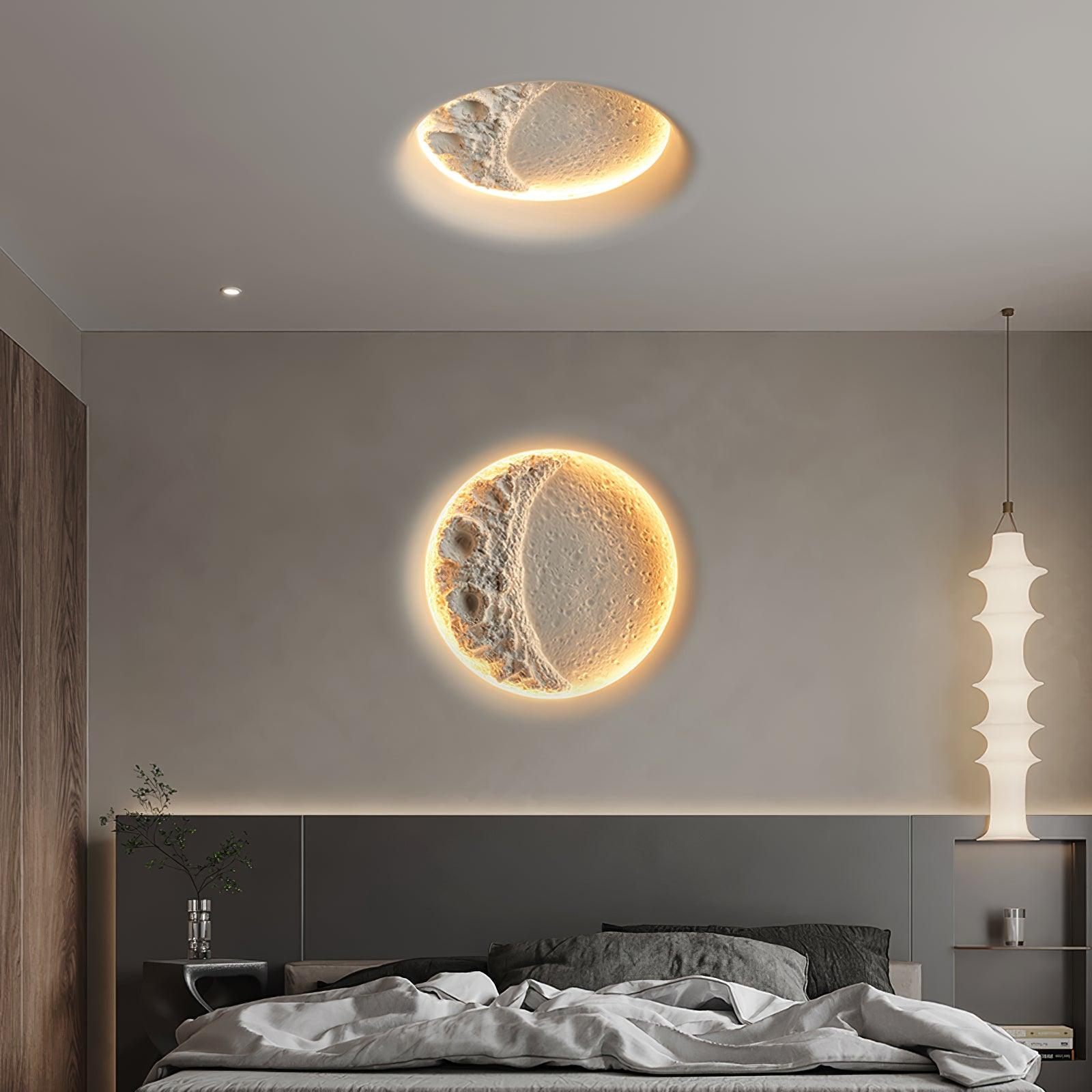 Modern Gypsum Moon Texture LED Wall Sconce for Artistic Interior Decor