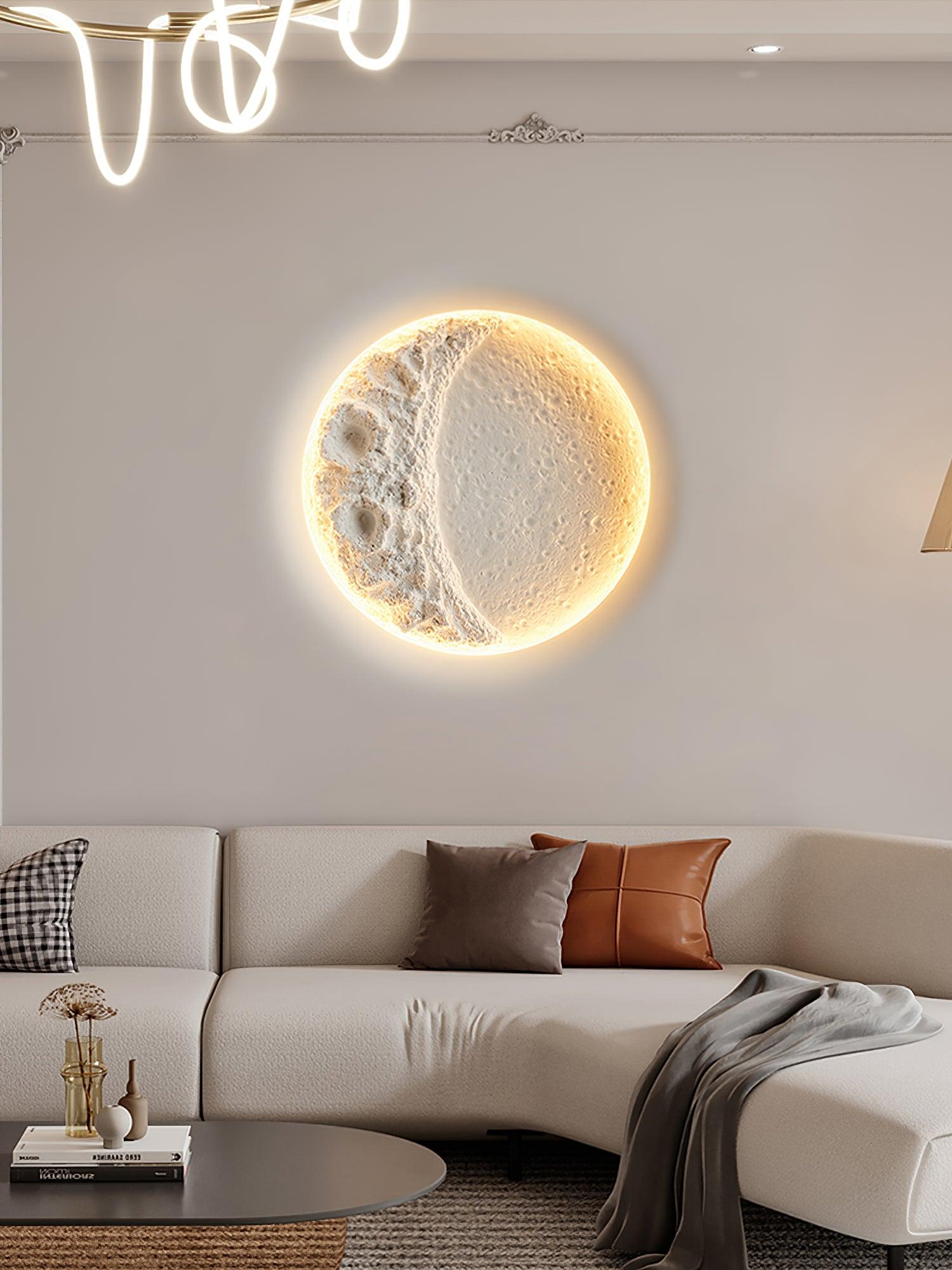 Modern Gypsum Moon Texture LED Wall Sconce for Artistic Interior Decor