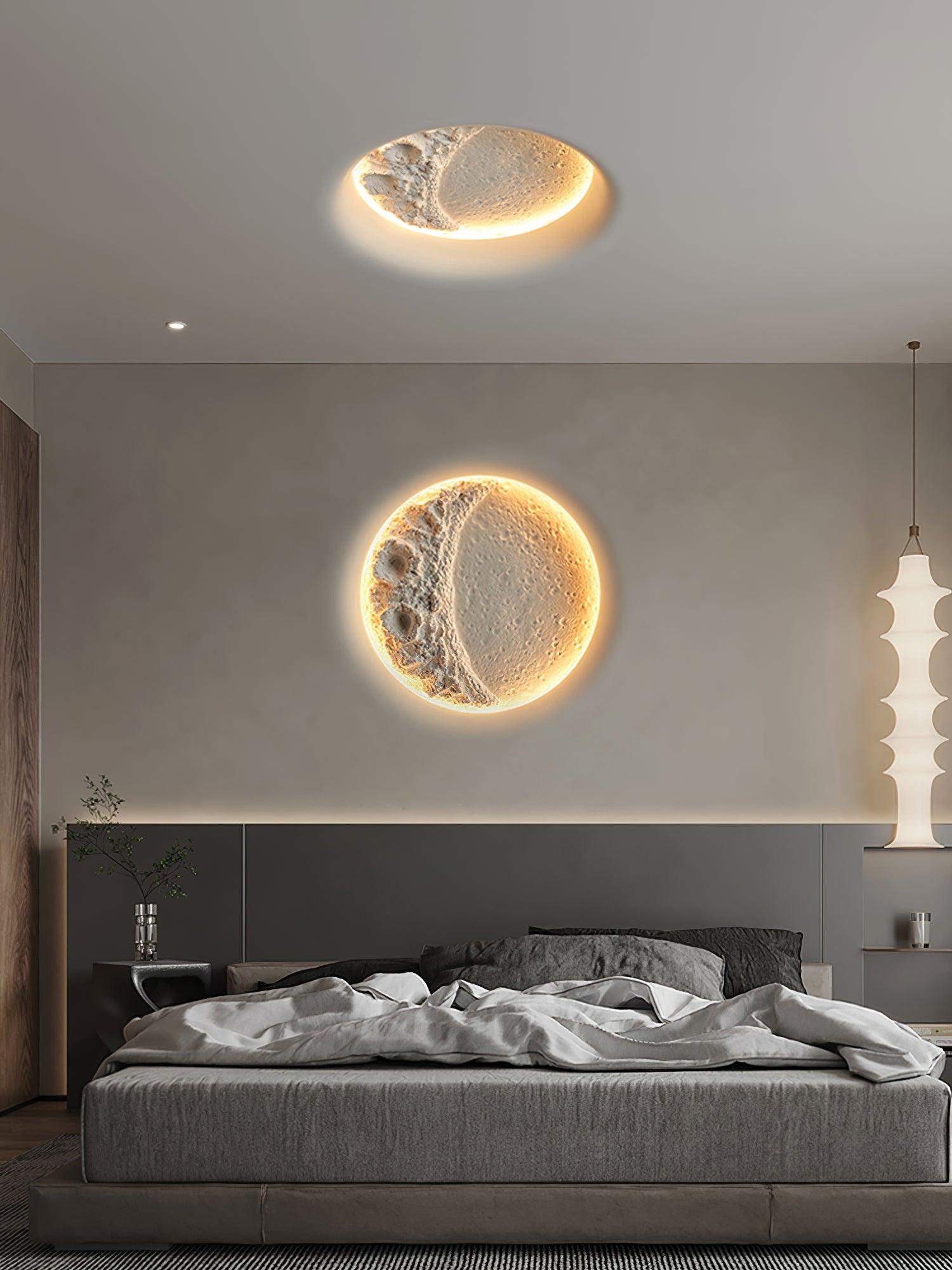 Modern Gypsum Moon Texture LED Wall Sconce for Artistic Interior Decor