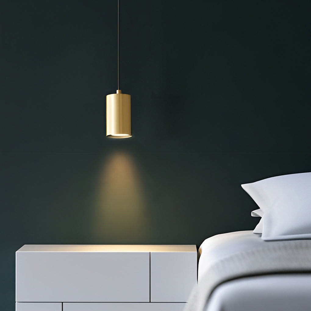 Modern H65 Copper Cylindrical Mini Pendant Light for Dining Room and Kitchen Island