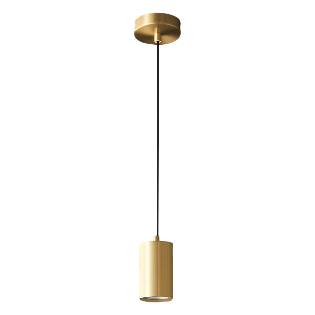 Modern H65 Copper Cylindrical Mini Pendant Light for Dining Room and Kitchen Island