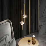 Modern H65 Copper Single Light Crystal Pendant Fixture with 3 Color Dimming LED