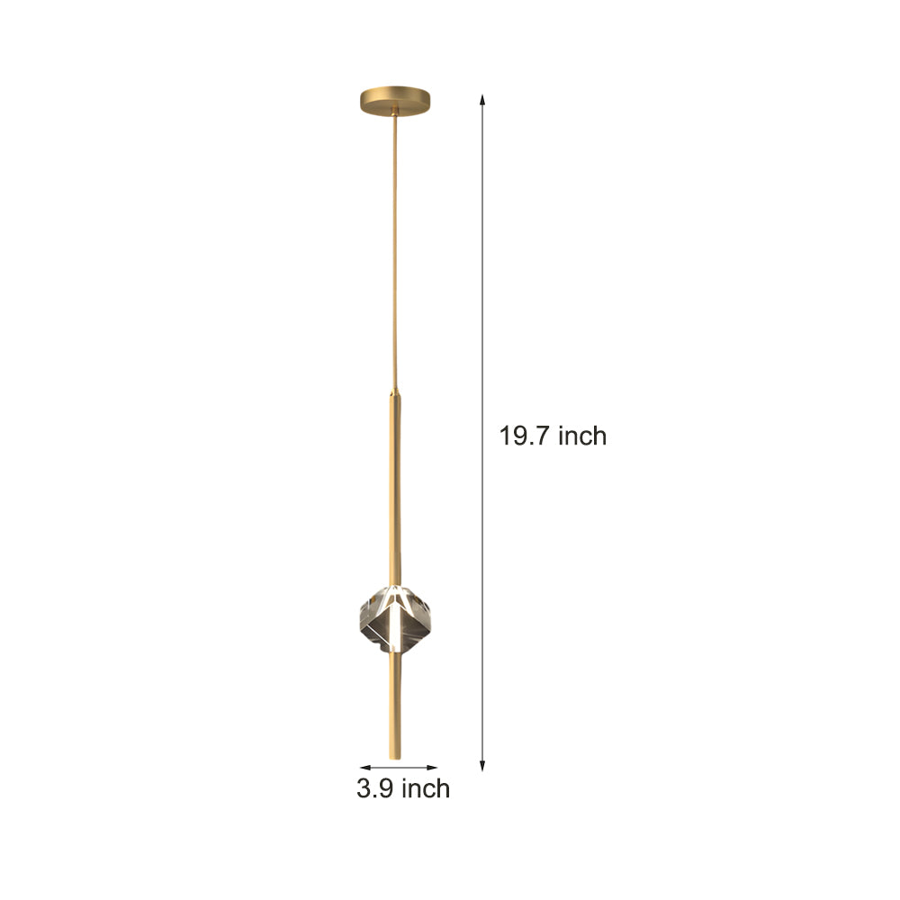 Modern H65 Copper Single Light Crystal Pendant Fixture with 3 Color Dimming LED