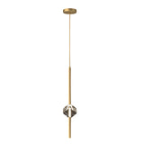 Modern H65 Copper Single Light Crystal Pendant Fixture with 3 Color Dimming LED