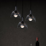 Modern Half Circle Glass Droplight Copper Pendant Lamp for Dining and Living Room