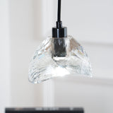 Modern Half Circle Glass Droplight Copper Pendant Lamp for Dining and Living Room