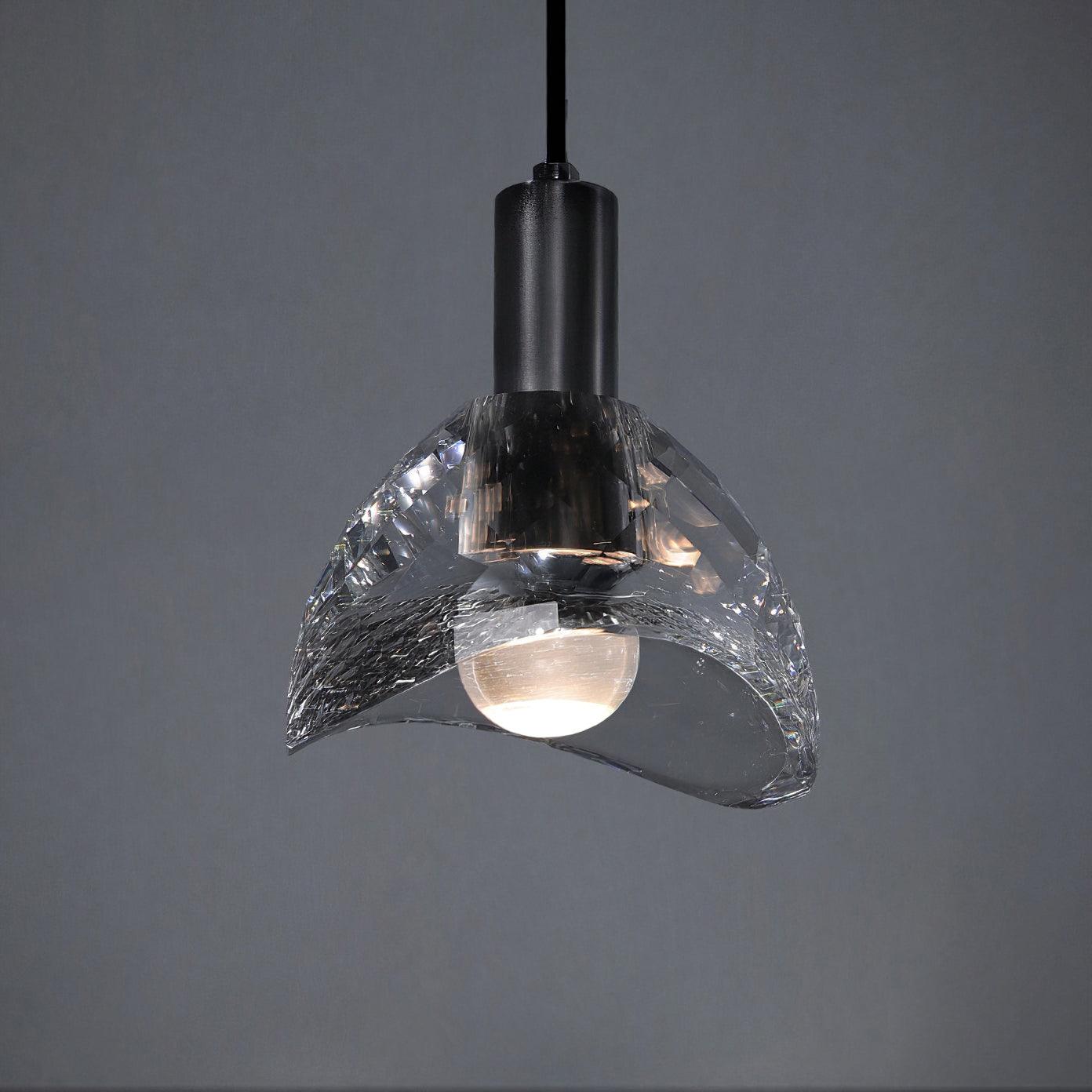 Modern Half Circle Glass Droplight Copper Pendant Lamp for Dining and Living Room
