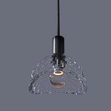 Modern Half Circle Glass Droplight Copper Pendant Lamp for Dining and Living Room