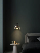Modern Half Circle Glass Droplight Copper Pendant Lamp for Dining and Living Room