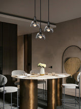 Modern Half Circle Glass Droplight Copper Pendant Lamp for Dining and Living Room
