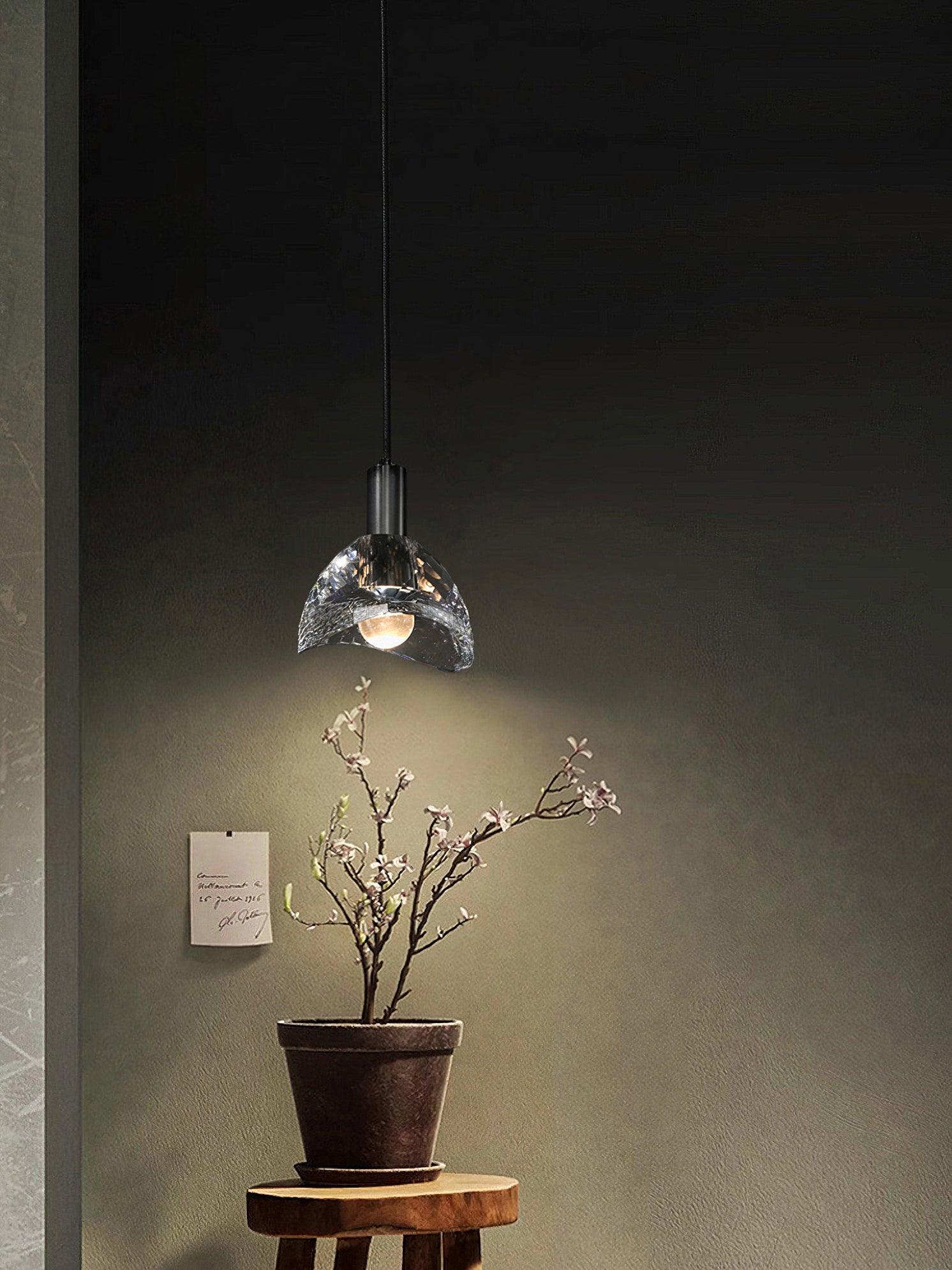 Modern Half Circle Glass Droplight Copper Pendant Lamp for Dining and Living Room
