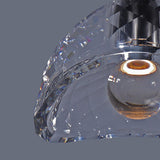 Modern Half Circle Glass Droplight Copper Pendant Lamp for Dining and Living Room