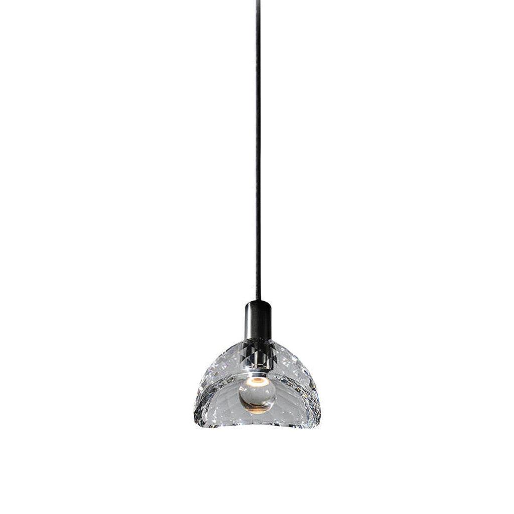 Modern Half Circle Glass Droplight Copper Pendant Lamp for Dining and Living Room