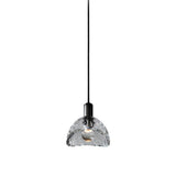 Modern Half Circle Glass Droplight Copper Pendant Lamp for Dining and Living Room
