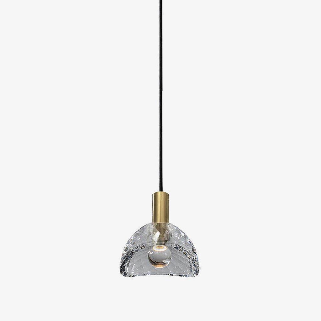 Modern Half Circle Glass Droplight Copper Pendant Lamp for Dining and Living Room