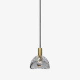 Modern Half Circle Glass Droplight Copper Pendant Lamp for Dining and Living Room