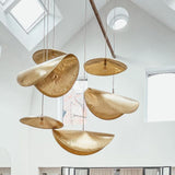 Modern Hammered Brass Pendant Light Industrial Style Hanging Ceiling Lamp for Living Room