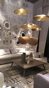 Modern Hammered Brass Pendant Light Industrial Style Hanging Ceiling Lamp for Living Room